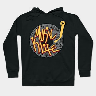 music is life gramophone themed design Hoodie